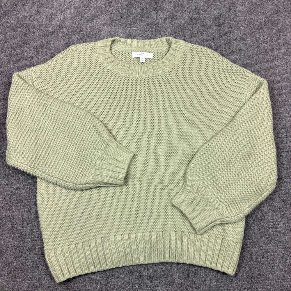 New Directions Womens Size Medium Sage Green Knit Crewneck Sweater Baggy Sleeve